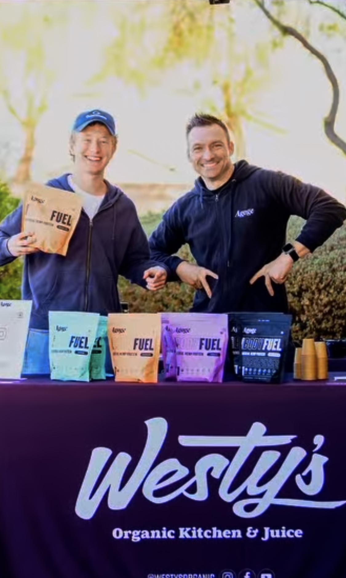 Sampling Agoge products with the founder at a Westy's Organic Kitchen event